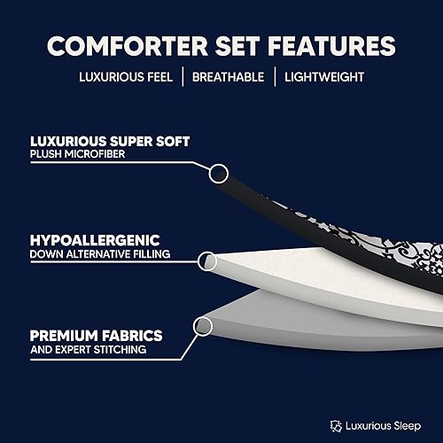 Miniatura 7 de Chic Home CS2429-AN Lea  Juego de cama reversible de 10 piezas en una bolsa de edredón con volantes y plisado y con estampado de motivos, juego de