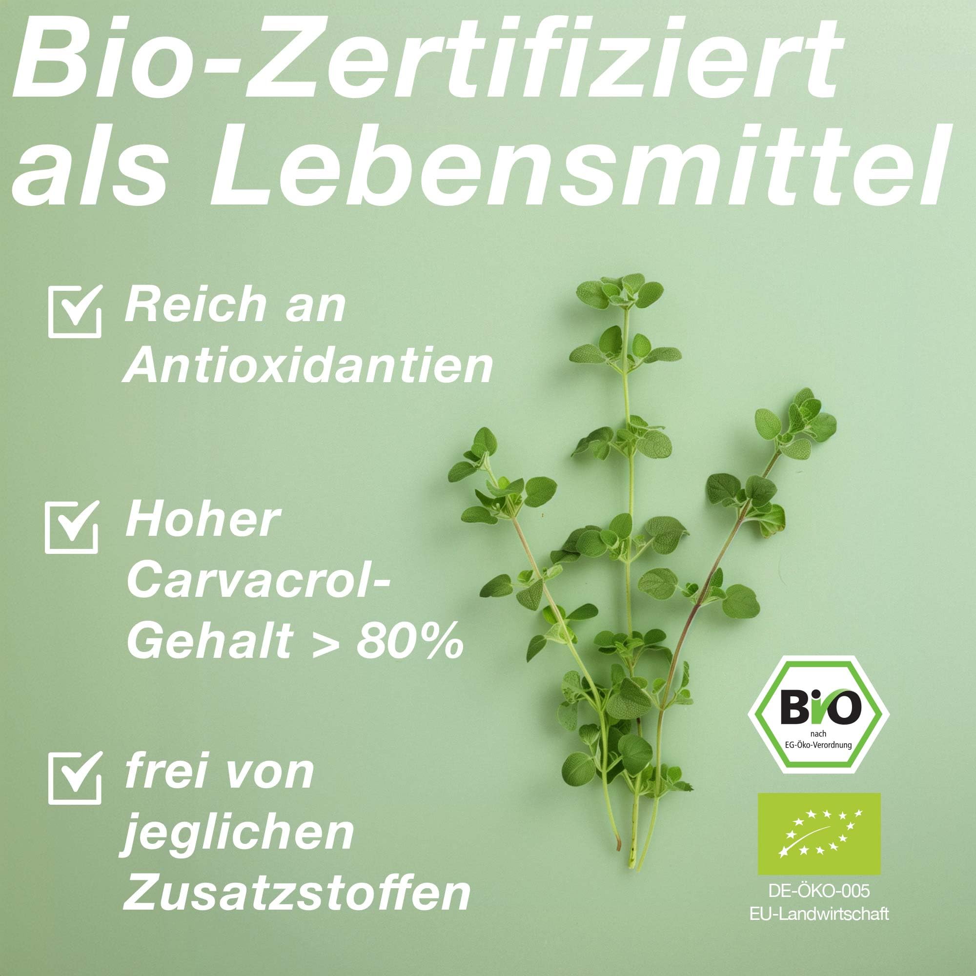 Olio di origano biologico con 80% carvacrolo, alimento certificato orale, olio essenziale biologico al 100% naturale, 30 ml, il vero origano - Origanum Vulgare