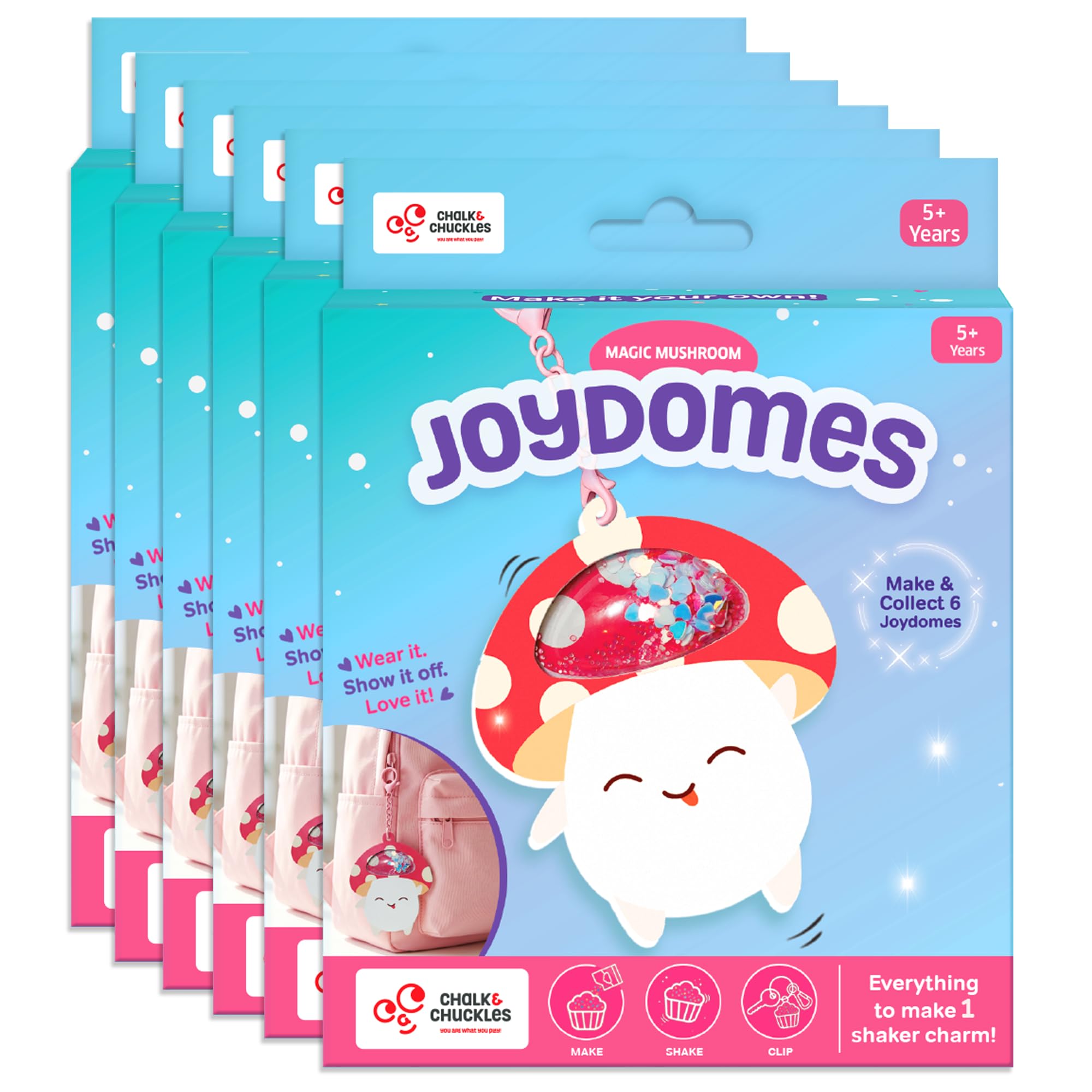 Chalk & Chuckles Joydomes Magic Mushroom, DIY Shaker Keychain & Bag Charm | Pack of 6, Tween Creative Accessories Kit, Birthday Return Gifts & Party Activity for Kids Age 6, 7, 8, 9, 10 Years-image-32