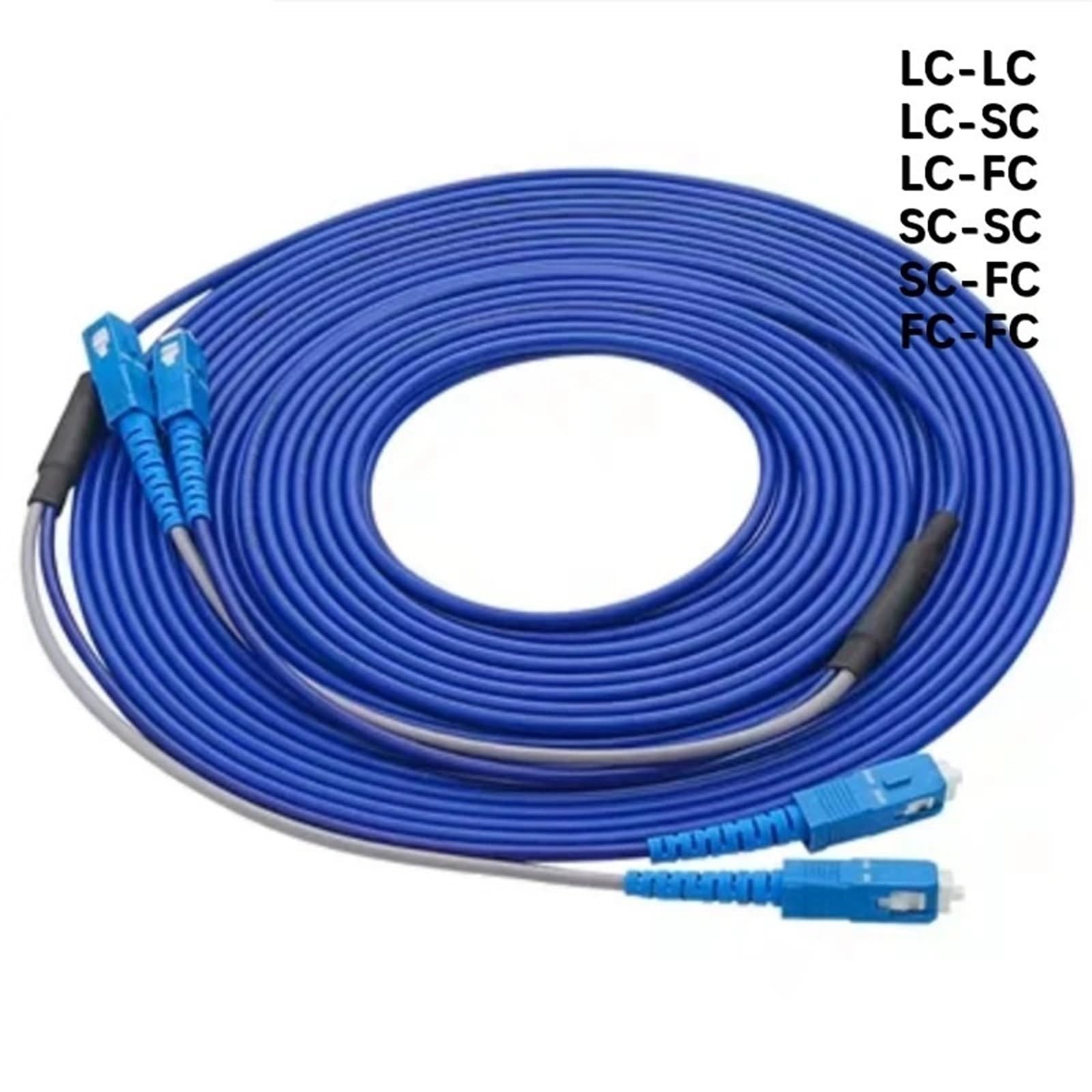 Cavo Patch Ottico corazzato a 2 Core 40M50M60M70M80M100m120m 2C monomodale SC LC FC Sca LCASM Cavo Jumper ftth 2 Fibre Blu(60m LC-LC)