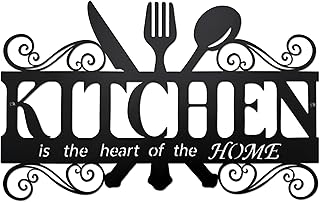 Metal Kitchen Wall Decor,Kitchen Signs Decoraions For Wall,Rustic Kitchen Decor Sign,Country Farmhouse Decoration for Kitchen or Dining Room,13.8x8.8 Inches (Black),BiaGift1126-2