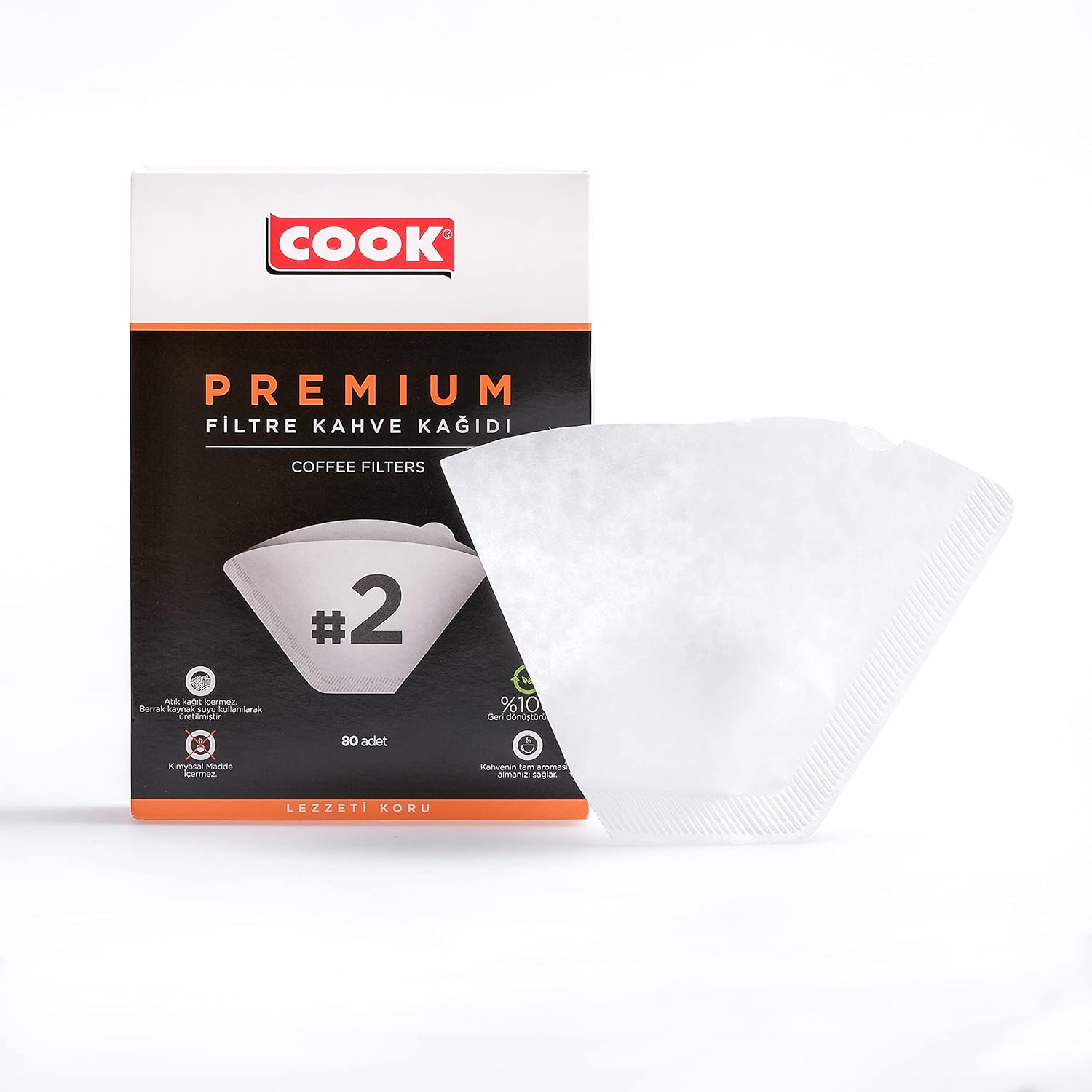 COOK Premium Filtre Kahve Kağıdı - Ebat 2, 80 adet