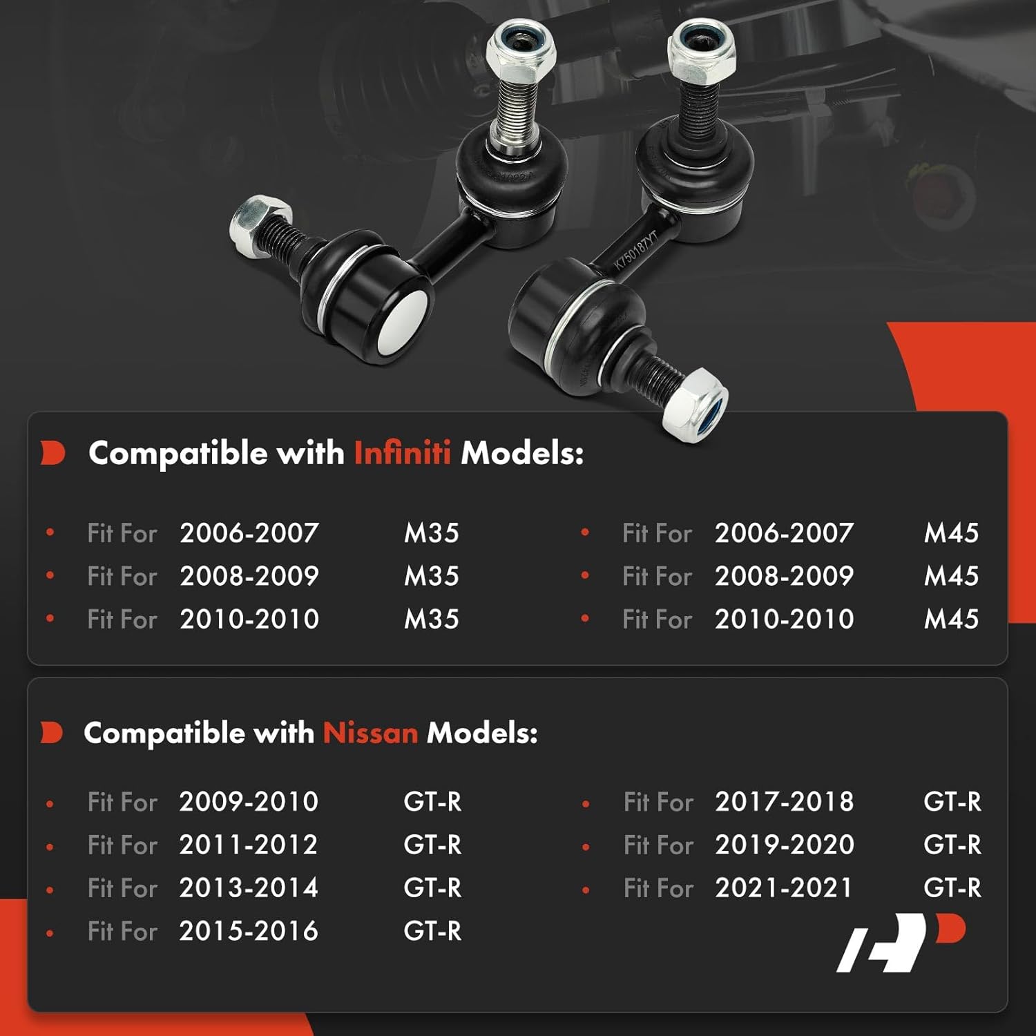 A-Premium 2 x Front Sway Bar Links Stabilizer Bar Links, Compatible with Nissan GT-R GTR 2009-2021 & Infiniti M35 2006-2010, M45 2006-2010