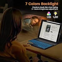 Vista 4 de OYEEICE Funda para iPad de 9ª generación con teclado de 10.2 pulgadas 2021, teclado BT desmontable con magnético, funda para iPad Air de 3ª