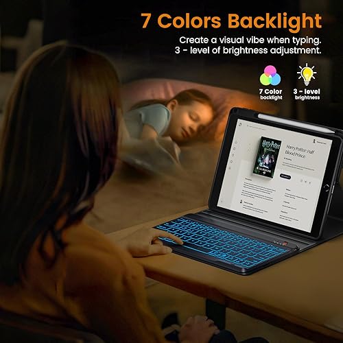 Miniatura 4 de OYEEICE Funda para iPad de 9 generación con teclado de 10.2 pulgadas 2021, teclado BT desmontable con magnético, funda para iPad Air de 3 generación