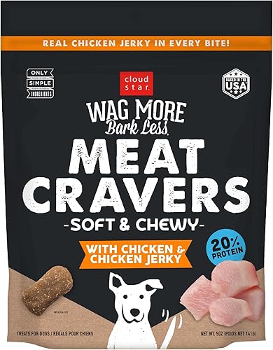 Cloud Star Wag More Bark Less Meat Cravers - Golosinas crujientes para perros, pollo, caja de 12 onzas