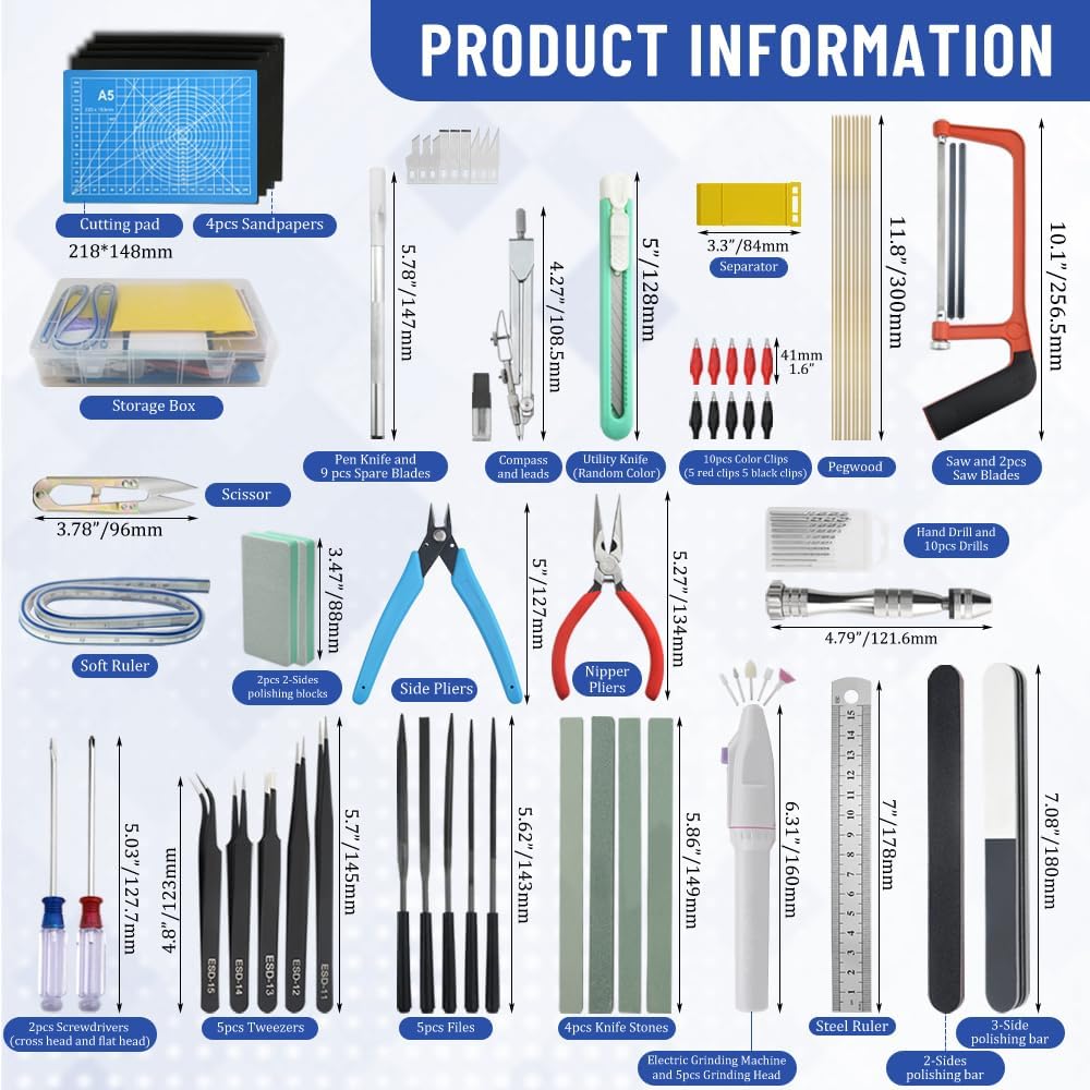 WMYCONGCONG 80 PCS Model Tools Kit Modeler Basic Tools Hobby Building Tools Kit for Gundam Buildings Cars Airplanes Model Assemble Building Repairing and Fixing