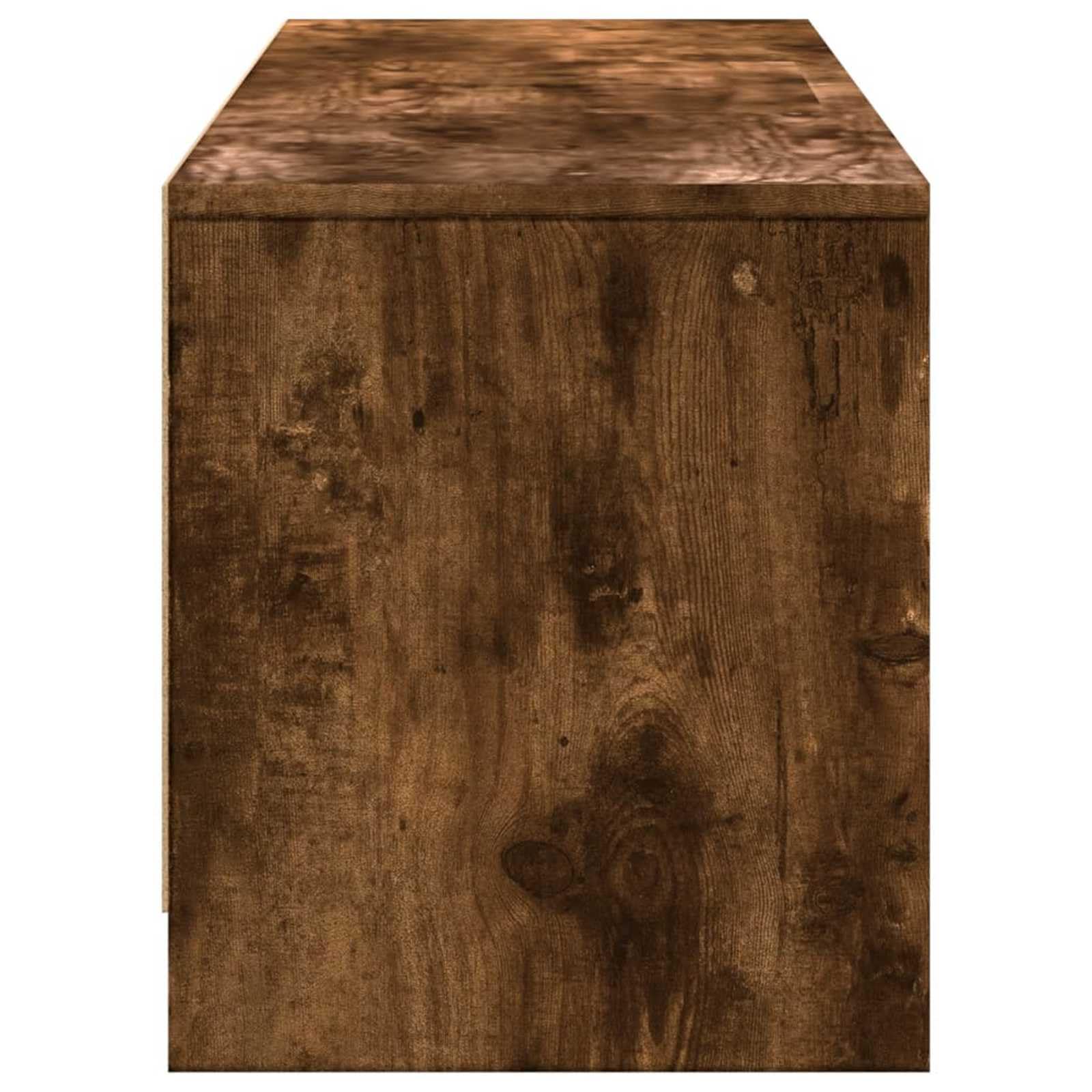 Mueble de TV de madera de roble ahumado con 3 cajones, estantes y compartimentos, montaje en pared, mueble bajo con gestión de cables para sala de estar, juegos