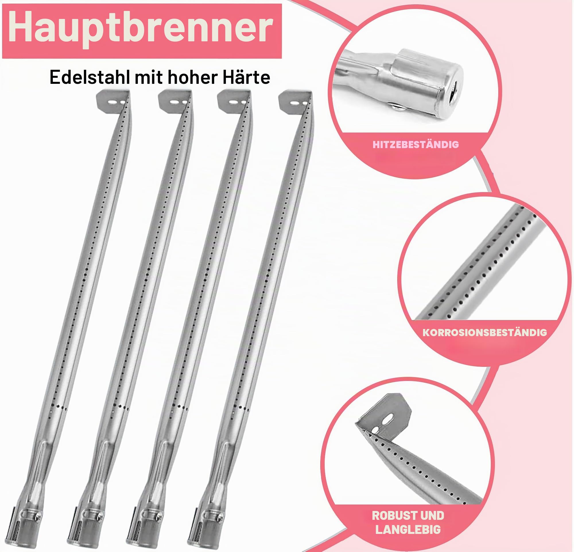 Grill Ersatzteile für Napoleon Gas Modelle LEX485/605/730 LE LD485 Serie Grills S81001, Heavy Duty Brennerrohre, BBQ Reparaturset, 4 Stück