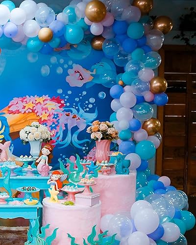 Miniatura 6 de MOMOHOO Kit de guirnalda de globos azules Tiffany, 100 globos de color verde azulado 5101218, globos de cumpleaños, globos de aguamarina, globos