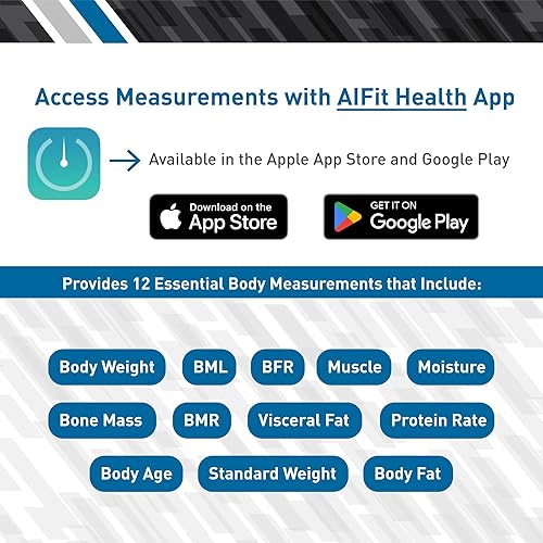 Miniatura 2 de BodyMed Báscula inteligente Bluetooth de grasa corporal  Sincroniza con la aplicación para teléfono inteligente AIFIT  Capacidad de peso de 440