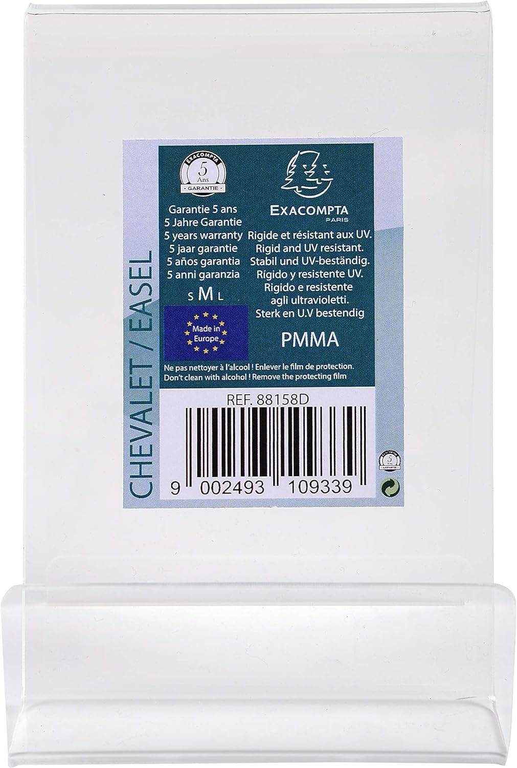 Exacompta Acrylic Display Easel 75 x 100 x 104mm Clear - 88158D