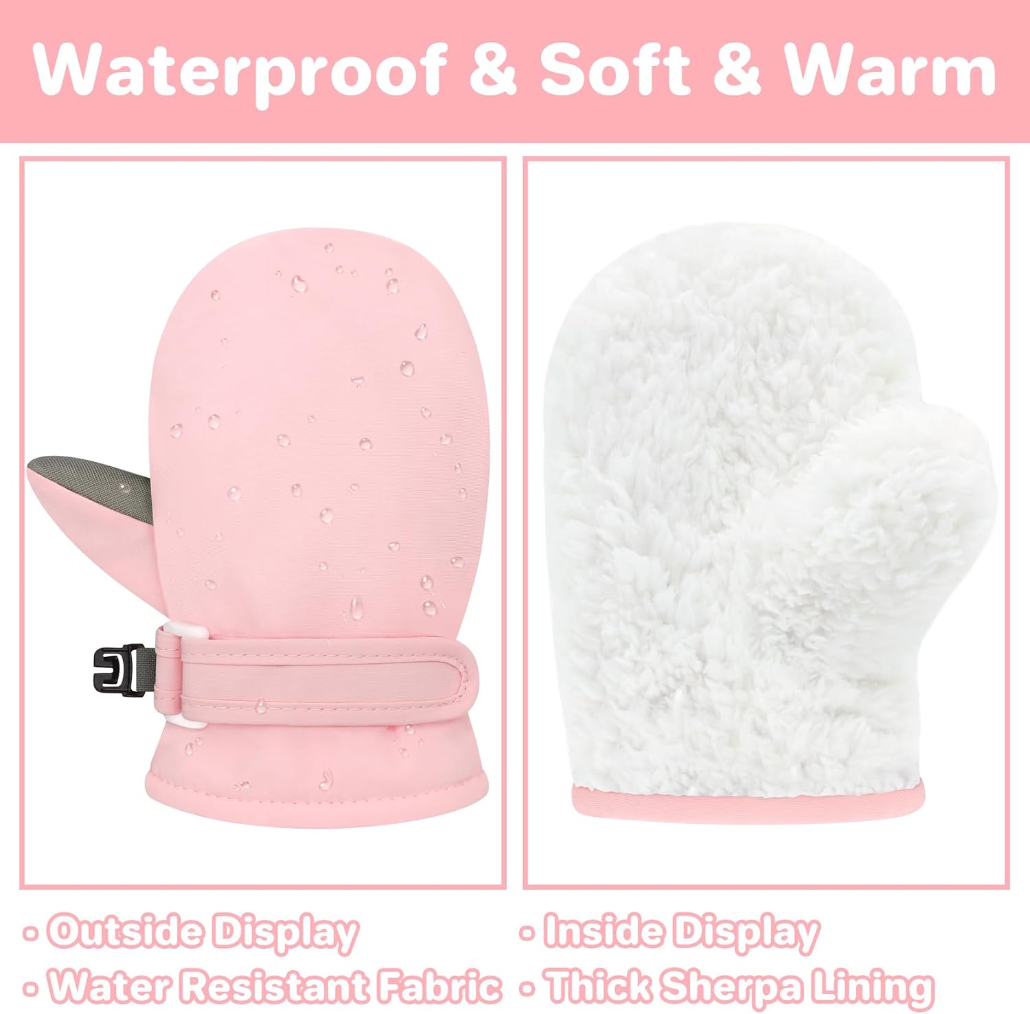 qikqik Toddler Gloves Waterproof Baby Winter Mittens Toddler Snow Mittens Baby Glove Warm Kids Winter Gloves for Boys Girls
