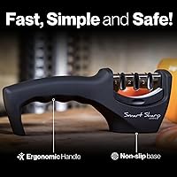 Vista 4 de Lantana Knife Sharpener 'Smart Sharp' - Professional 3 Stage Manual Sharpener for Sharpening Kitchen Knives - Ceramic Stone, Tungsten Carbide