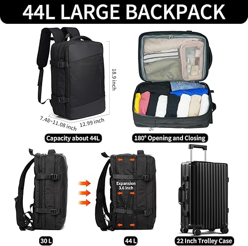 Miniatura 2 de Mochila de viaje para mujer, mochila de mano expandible, mochila para laptop de 17.3 pulgadas, bolsa de artículos personales aprobada para