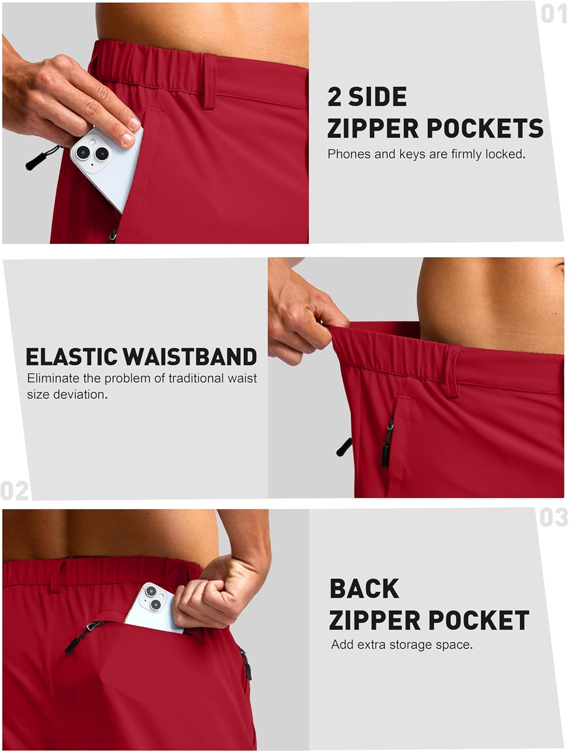 G Gradual Men's Shorts 7"/ 5"/ 9" Lightewight Casual Shorts for Men Hiking Golf Shorts with 3 Zipper Pockets - Image 4