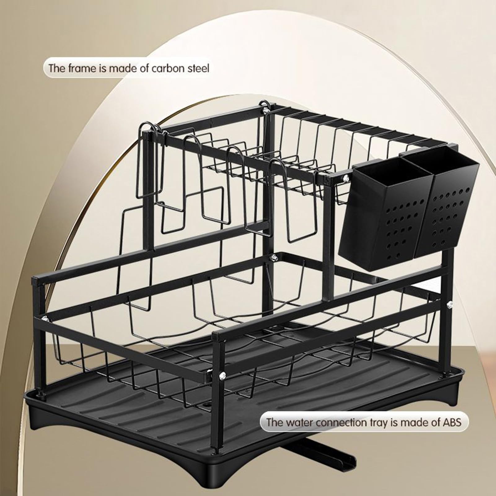 Égouttoir À Vaisselle Pour Plan De Travail Cuisine Grande Capacité | Inoxydable Organisateur Avec Bac Récupérateur Pour Maison