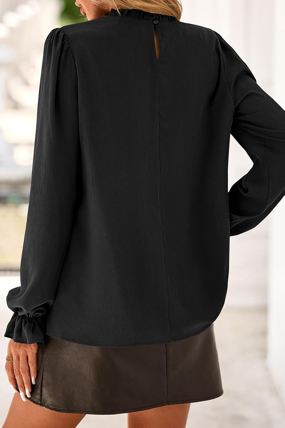 CFLONGE Women's Blouse Ruffle Long Sleeve Tops for Women Trendy 2025 Fall Fashion Shirts Business Work Tunic Going Out Tops - Image 5