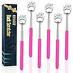 6 Pack Back Scratcher Fathers Day Dad Gifts, White Elephant Gifts for Adults, Stocking Stuffers for Men Women Teens, Prizes for Adults, Extendable Bulk Back Massager for Thanksgiving Birthday (Pink)