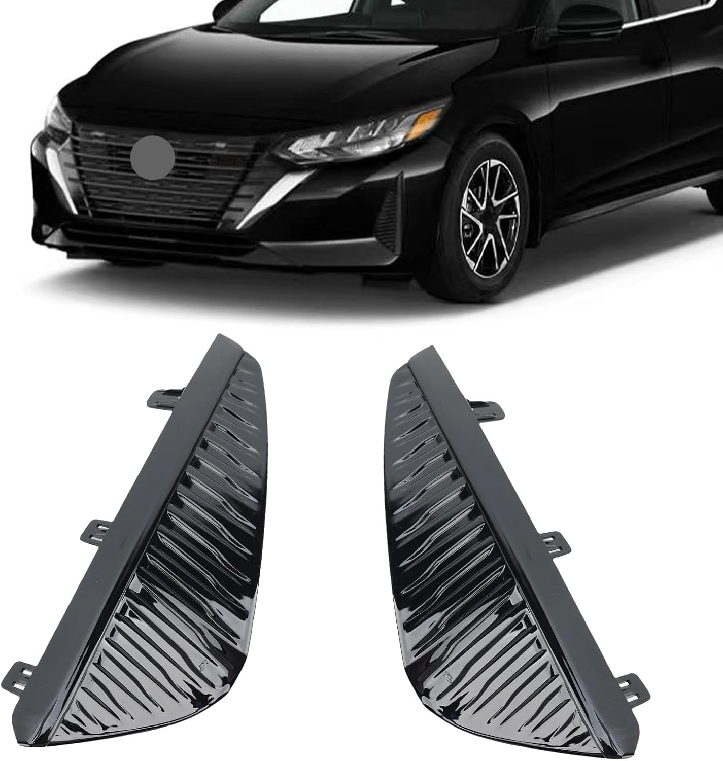 Fog Light Cover Bezel Compatible with 2024 2025 Nissan Sentra Front Bumper Foglight Fog Lamp Cover Trim 2PCS Left Driver and Right Passenger Side NI1039192 622566YU0A