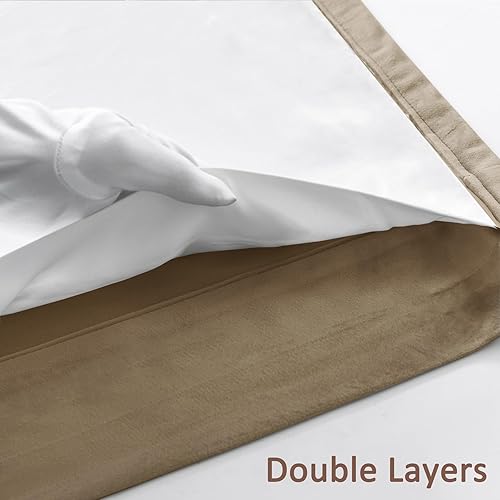 Miniatura 9 de Fcosie Cortinas de terciopelo extra anchas de 250 pulgadas de ancho x 102 pulgadas de largo, ganchos planos con forro blanco, cortinas de telón de