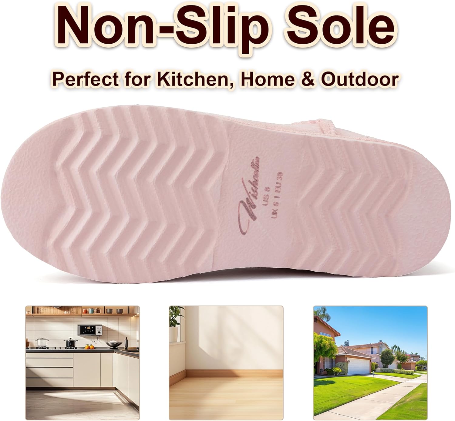 Wishcotton Women's Cozy Short Bootie Slippers, Winter Warm Hard Bottom House Shoes with Fuzzy Lining for Indoor Outdoor - Image 3