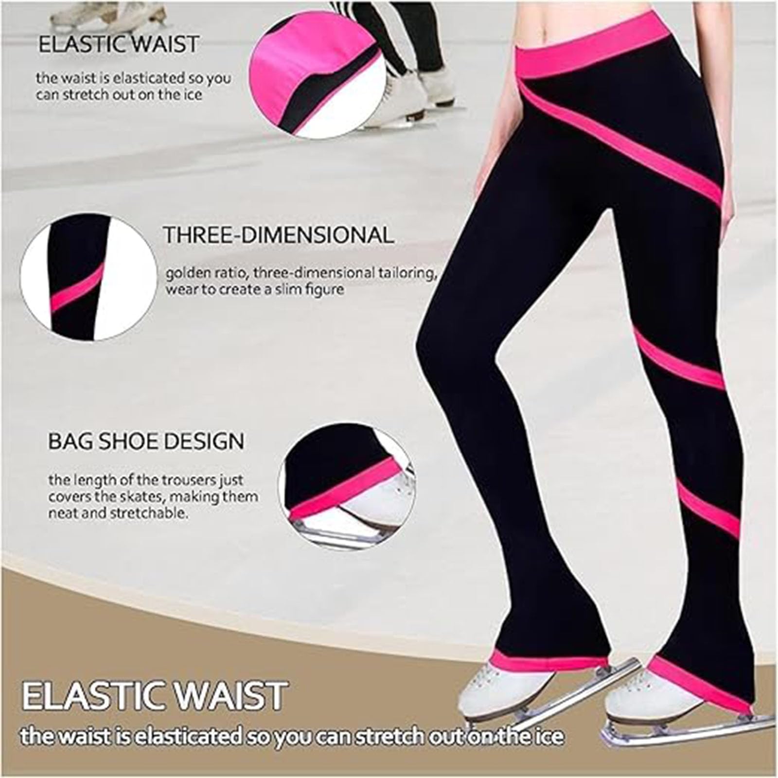 Pantalon De Patinage Artistique Leggings De Patinage Pantalons D'entraînement pour Femmes D'entraînement en Polaire De Patinage Pantalons De Patinage