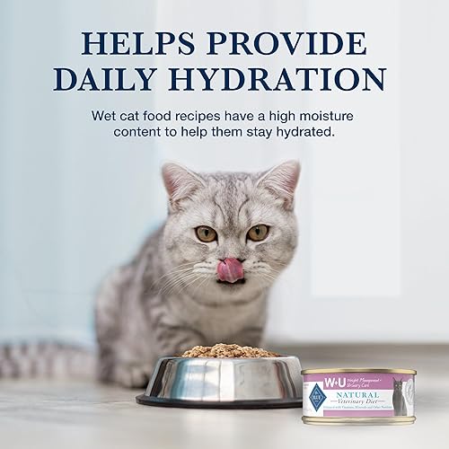 Miniatura 7 de Blue Buffalo Natural Veterinary Diet W+U Weight Management + Urinary Care Alimento húmedo para gatos, requiere receta veterinaria, pollo, latas de