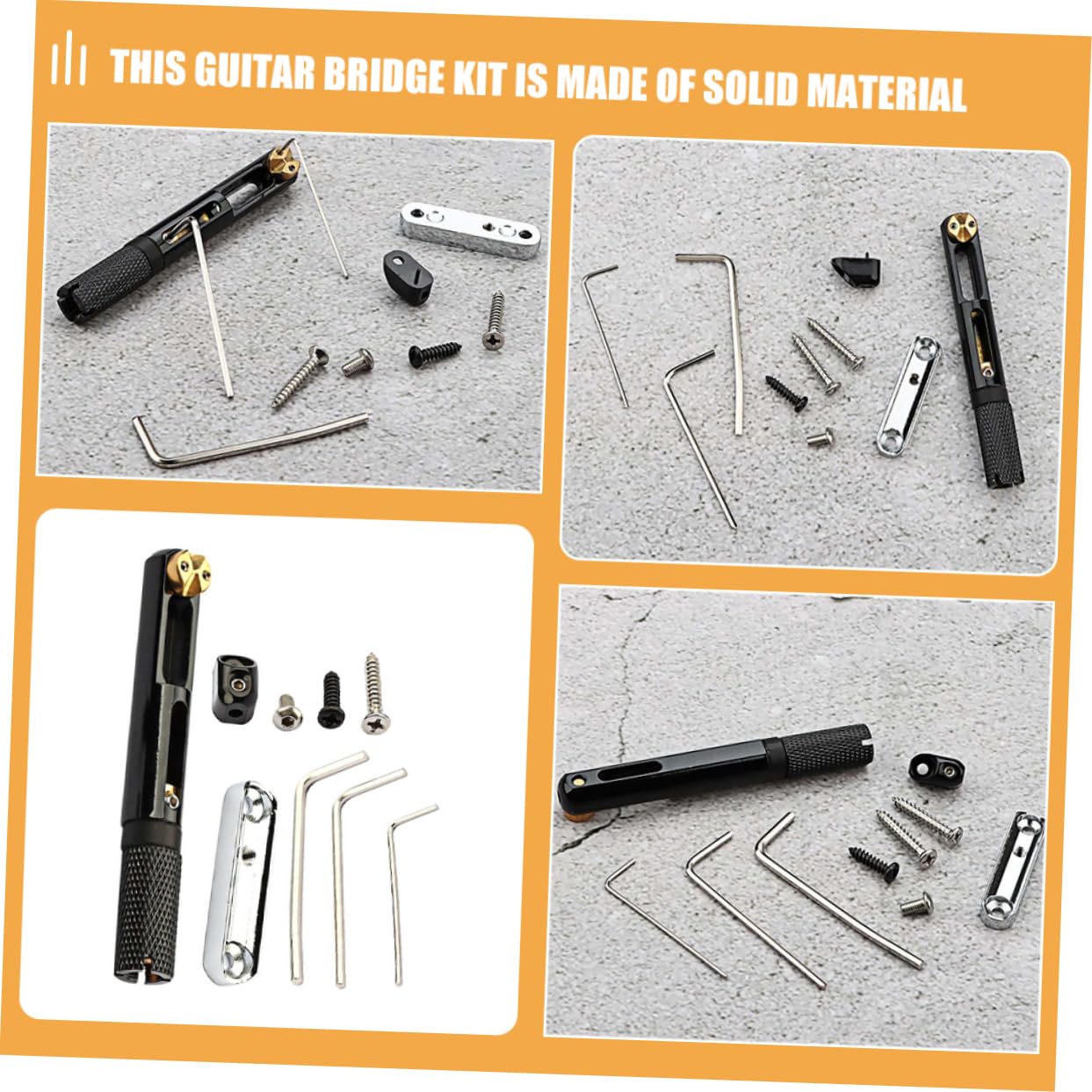 Ponte per Chitarra Elettrica senza Paletta Barra Singola Nera | Kit, Ricambio per Basso e Elettrica, Componenti in Rame e Lega, Modello Ga1117a