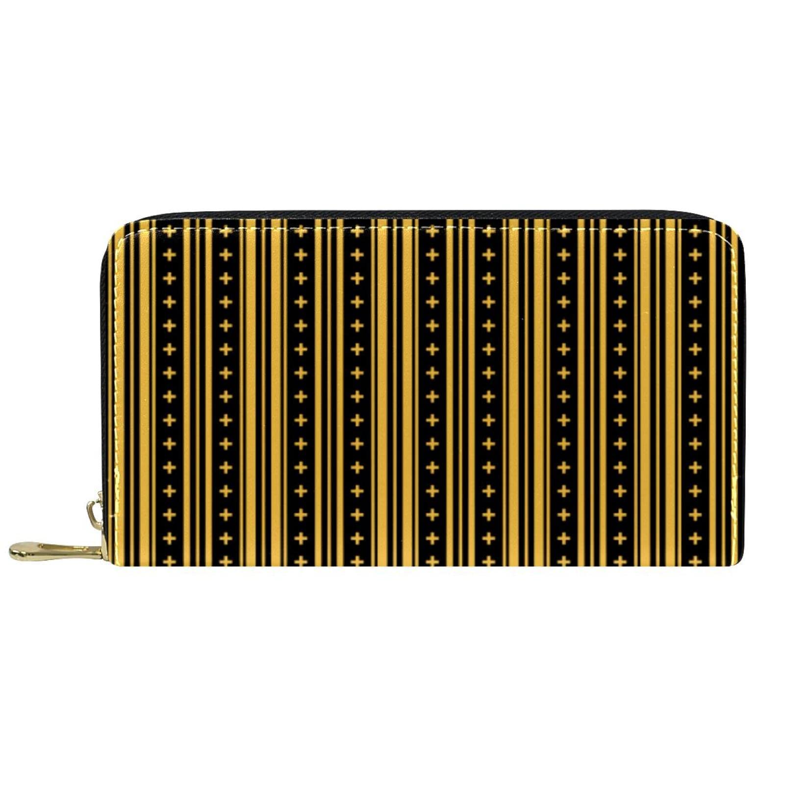 Cartera de piel con cremallera larga con patrón retro noble personalizado, Varios colores, 20.5x2.5x11.5cm/8.07x1x4.53 in, Classic