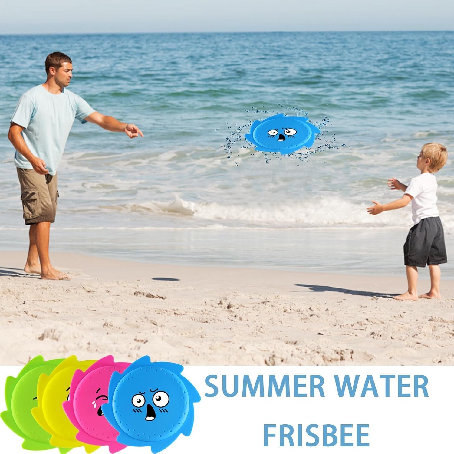 1 Pcs Splash Water Flying Discs in Disc Water Toys with Portable Mesh Bag, Fun Pool, Beach Toys & Games for Kids and Toddler Bright Colors Random 3