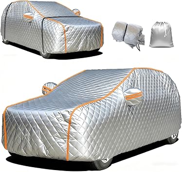 Car Hail Protector for R olls R oyce Ghost 2010-2015,SUV Truck Car Cover Waterproof All Weather UV Heat Protection Breathable Oxford Fabric & Thick Cotton Layer,with Reflective Strips,Silver