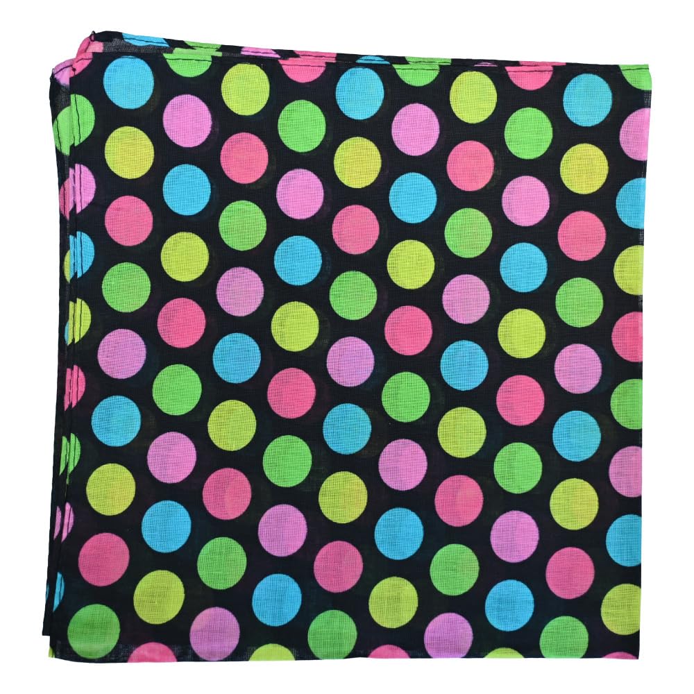 The Tie Company Unisex Pink Green Blue Bandana Polka Dot Headwear Wrap Neckerchief Large Cotton Bandanas Scarf Headband - Polka Dot