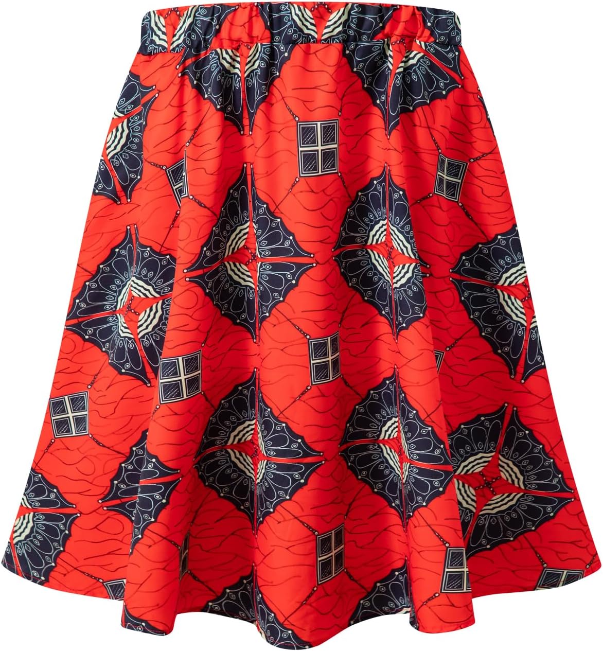 Women African Dashiki Skirt Casual Stretch Head Wrap Scarf Drop Dangle Earrings - Image 2