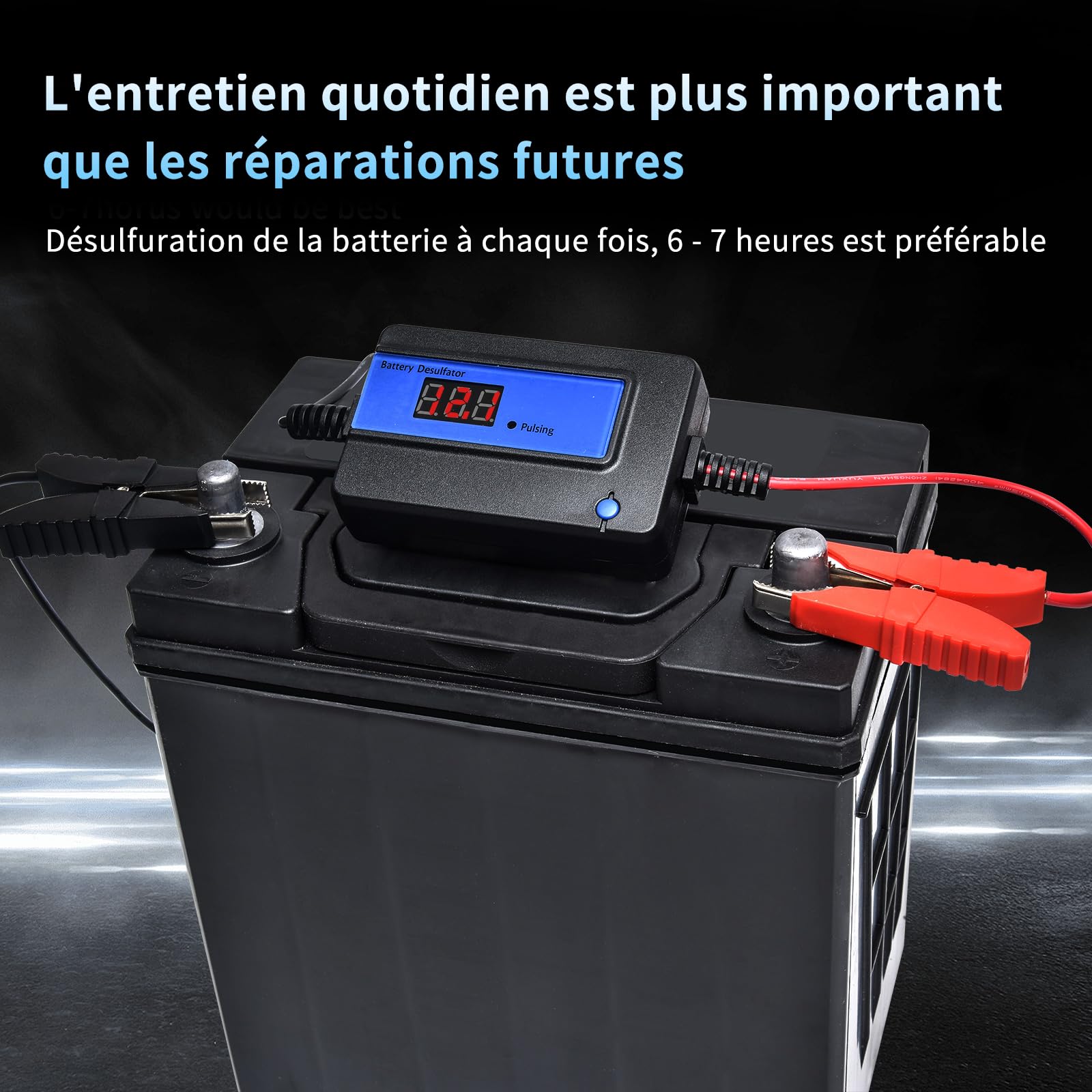 Désulfateur Automatique de Batterie pour Batteries Plomb-Gel AGM SLA，12-48V,400AH(Bleu)