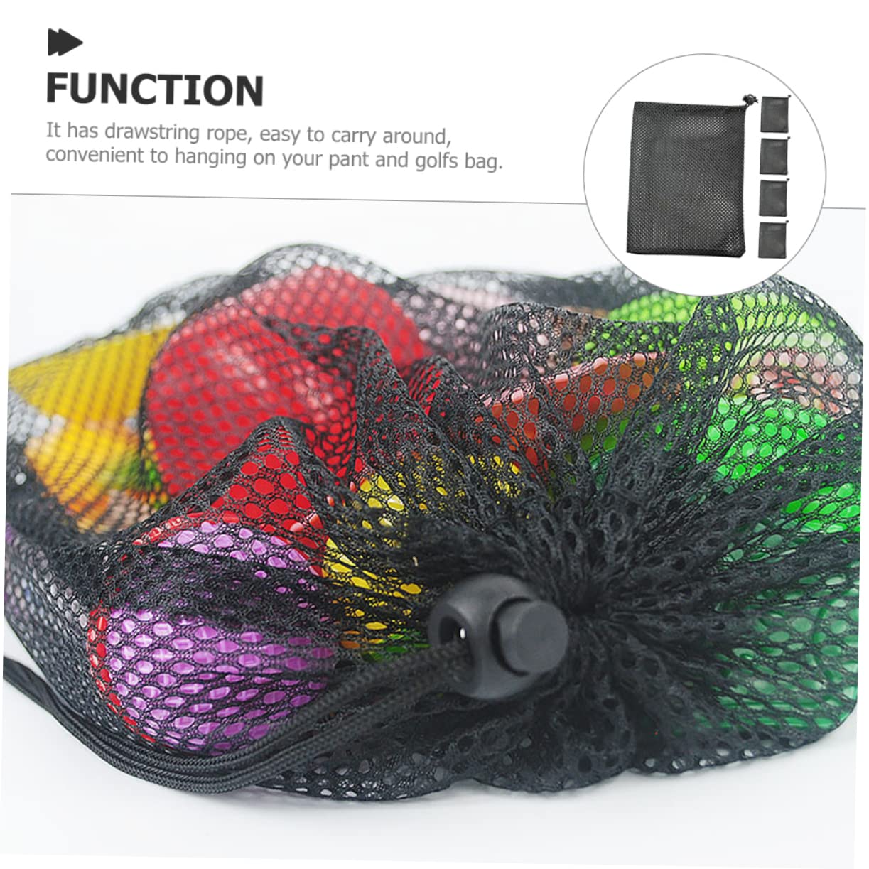 ifundom Borsa A Rete Portaoggetti Corse Netto Stringa Custodia Per Palline Da Golf Di Grandi Dimensioni Borse Per Palline in Rete Maglia Sport Sacchi Nero Poliestere