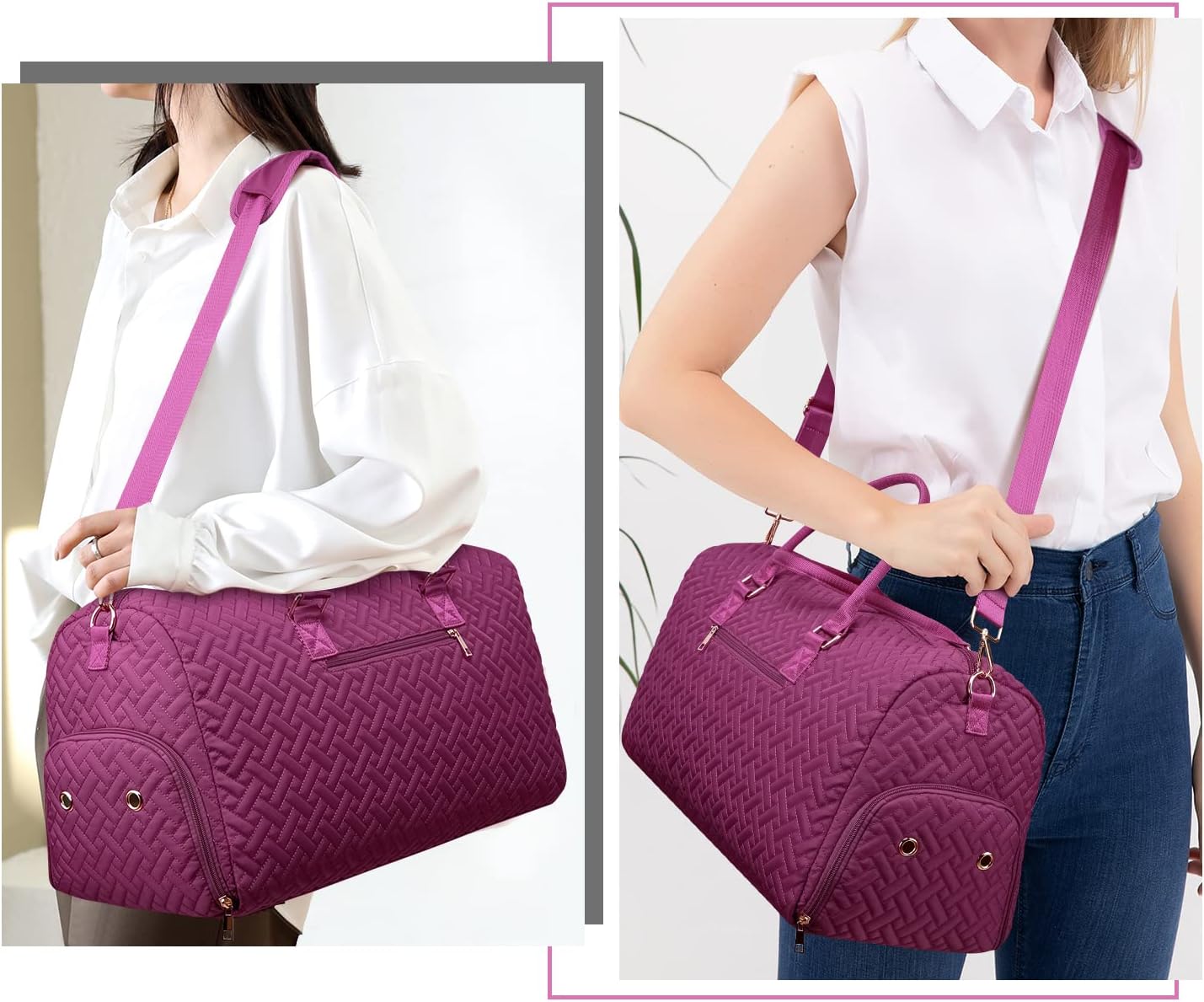 Duffle Bag for Travel, Weekender Bag with Shoe Compartment, Carry On Overnight Bag for Women with Toiletry Bag, Gym Bag with Wet Pocket, Hospital Bags for Labor and Delivery Beige - Image 6