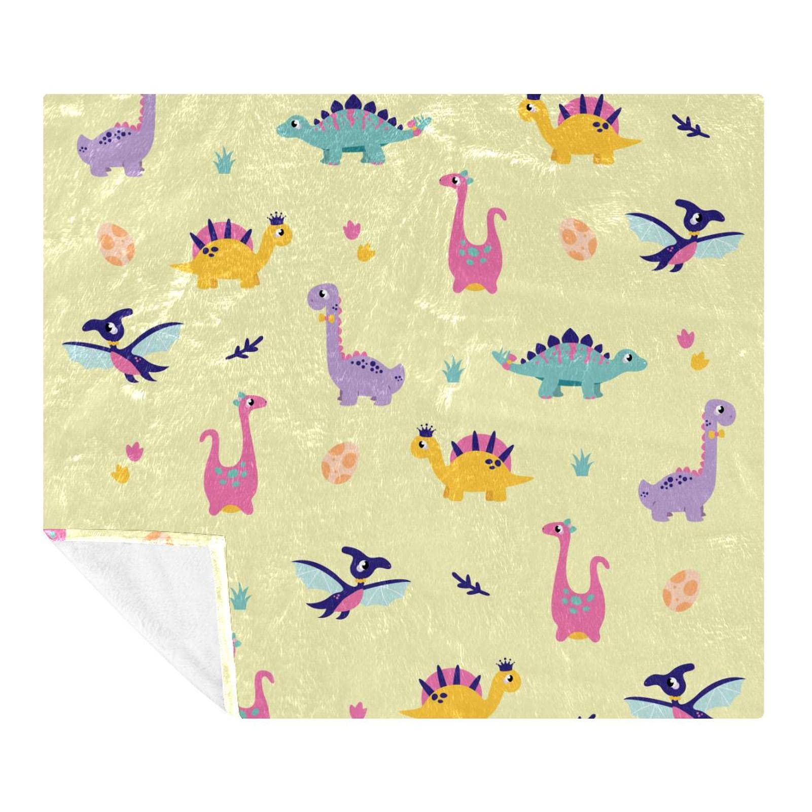 Couverture polaire dinosaure jaune plaid décoratif de lit pour enfant