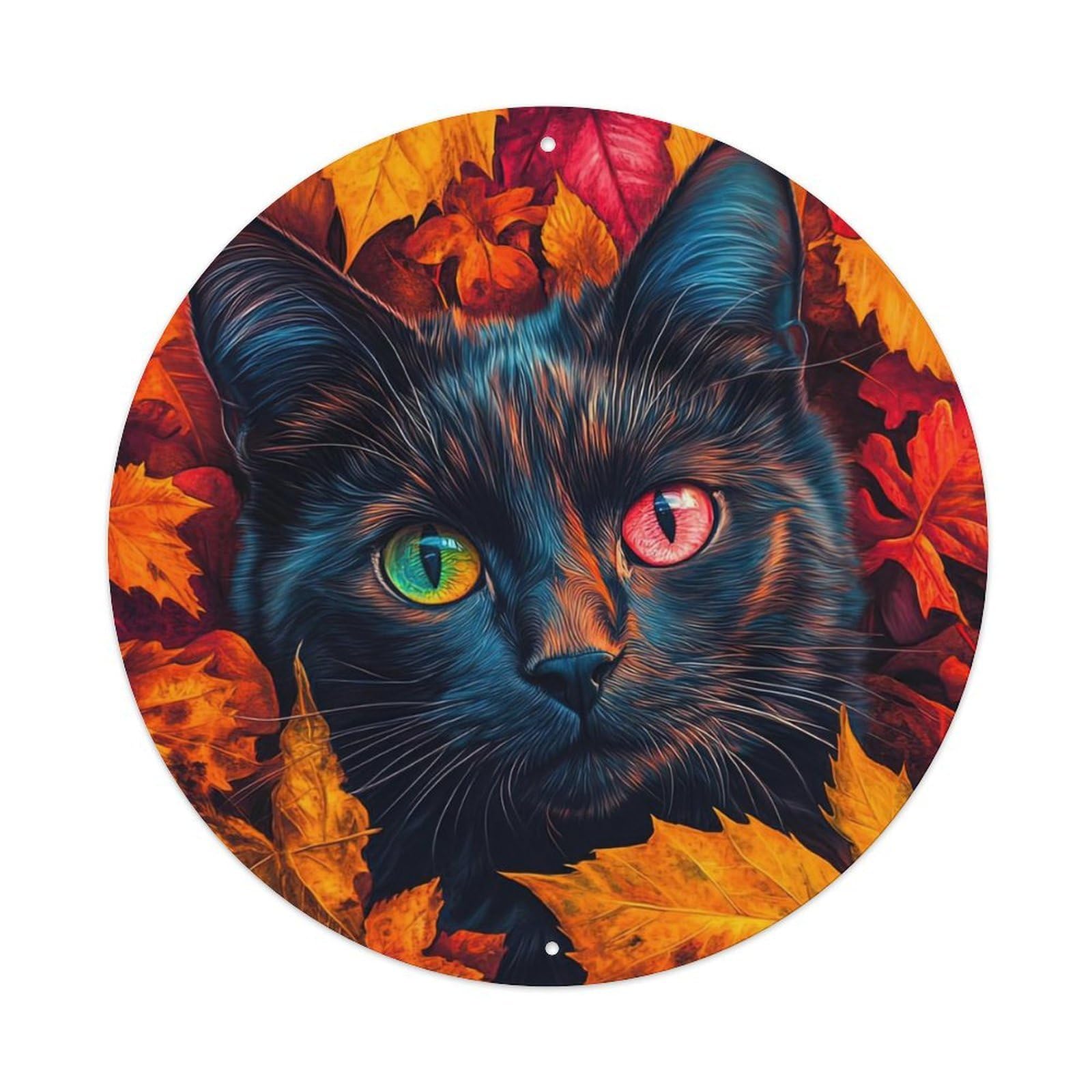 Animal Artwork Cat in The Maple Leaf Metal Tin Sign