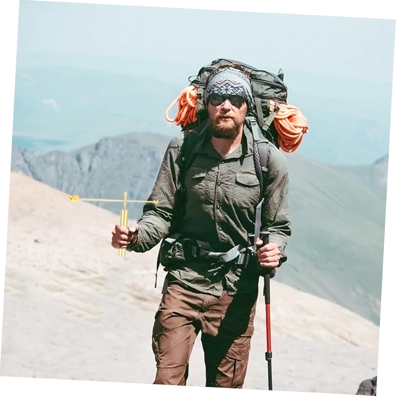 Dragon-Head Copper Dowsing Rod for Water Detection and Feng Shui Analysis Lightweight Detachable Design with Compass for Energy Guidance and Treasure Finding