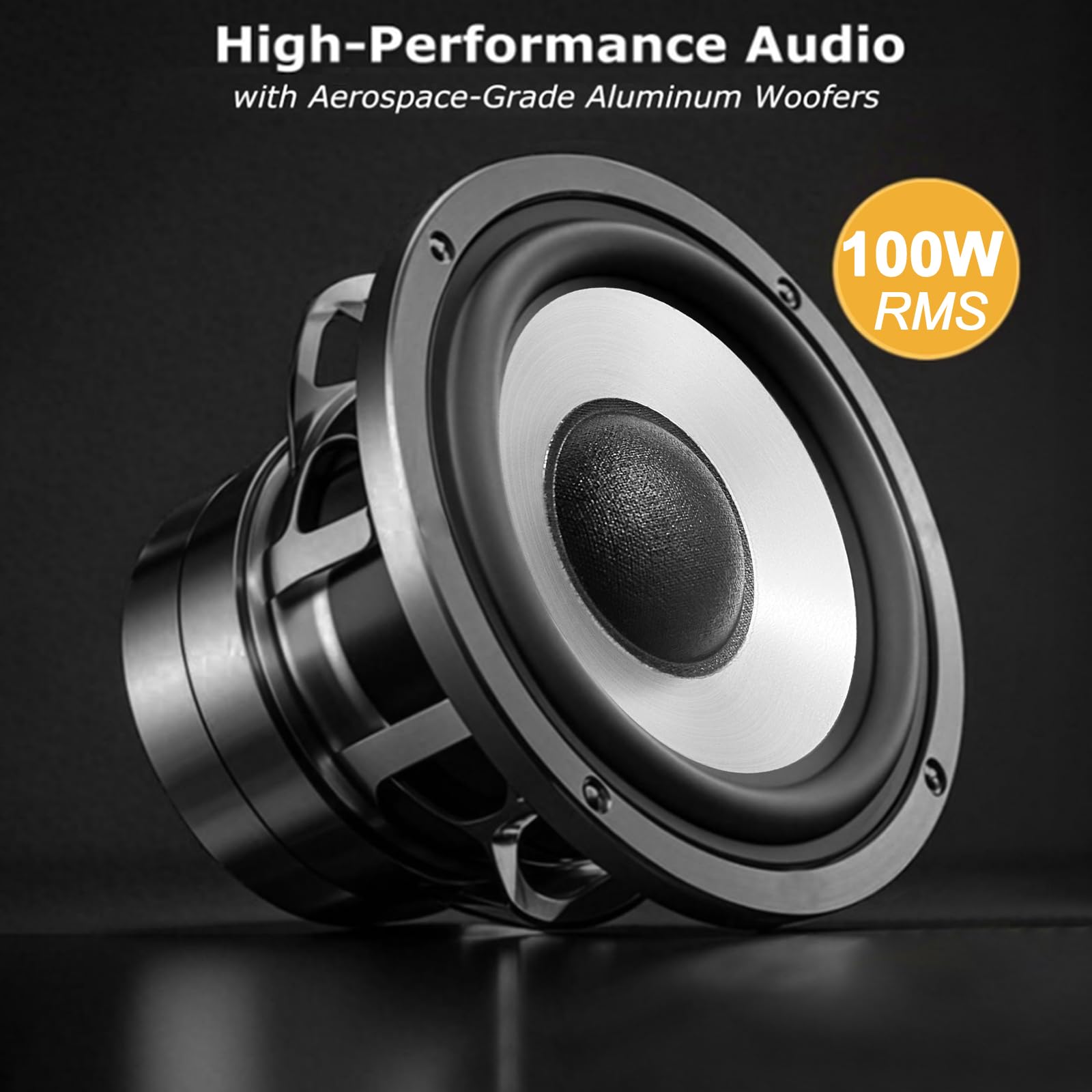 LONPOO Passive Regal-Lautsprecher Paar, 100W RMS HiFi Lautsprechers 2-Wege mit 4-Zoll-Aluminiumkonus-Tieftöner und 1-Zoll Seiden-Hochtonkalotte, 4-8 Ohm (LP-42MX)