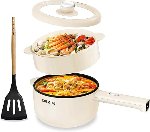 Dezin Electric Cooker, 2L Non-Stick Sauté Pan, Rapid Noodles Cooker,