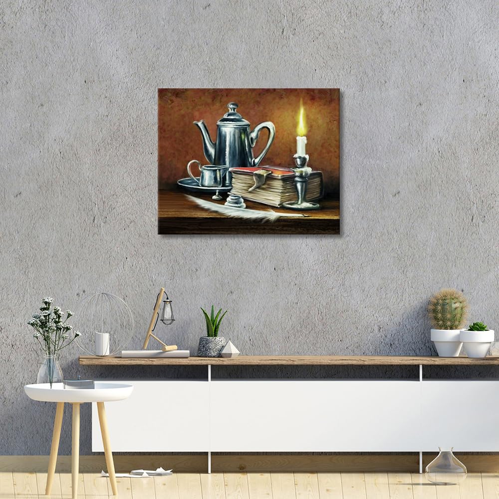 TISHIRON Kit Pittura Con Numeri Per Adulti – Quadro Libri E Fiori 40x50 Cm Con Pennelli E Colori Acrilici - 2