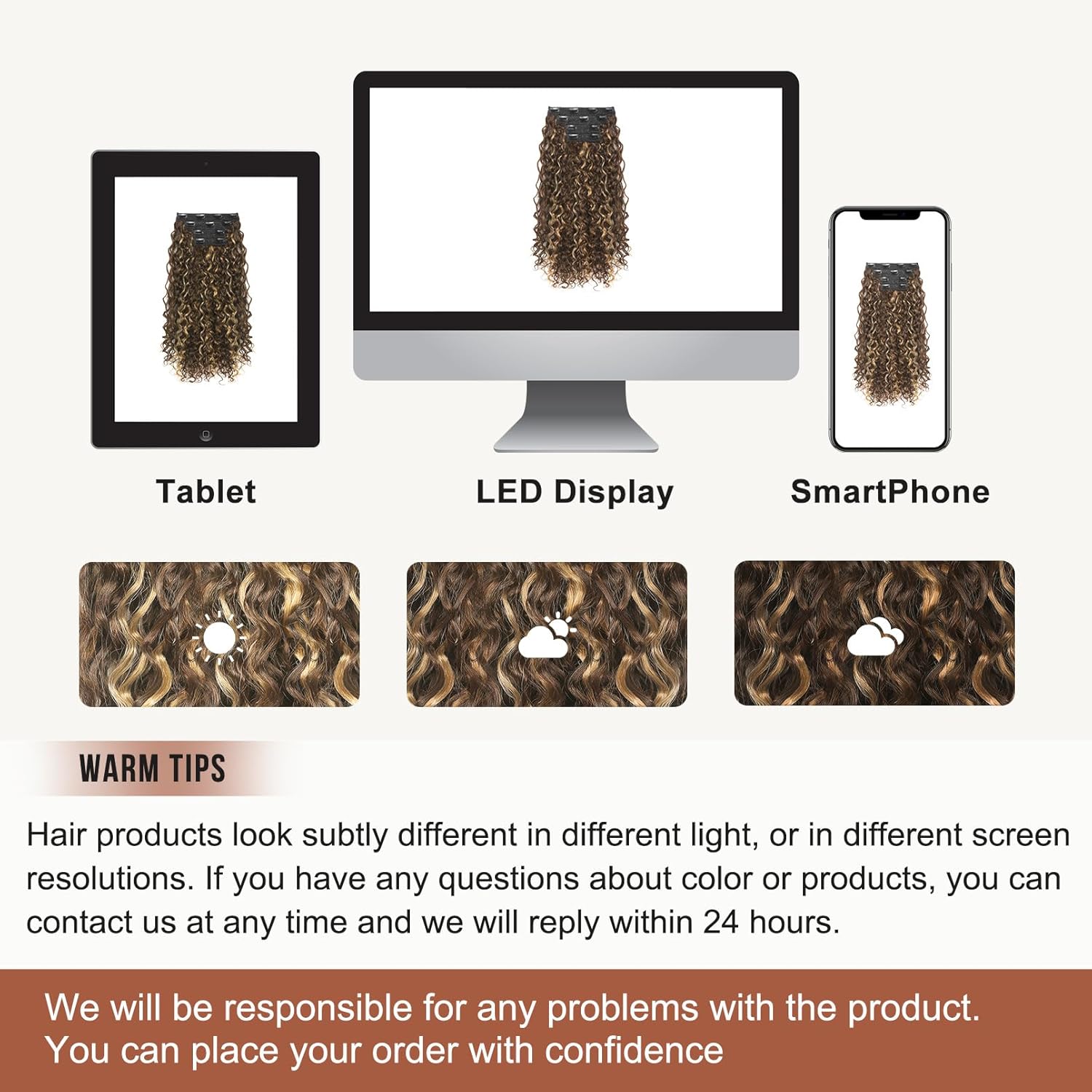 Clip in Hair Extensions, FLUFYMOOZ 4PC 100％ Pure Protein Silk Hair Extensions Long Soft Natural Hairpiece 20 Inch Curly Hair Extension for Women (Dark Golden Brown with Highlight) - Image 7