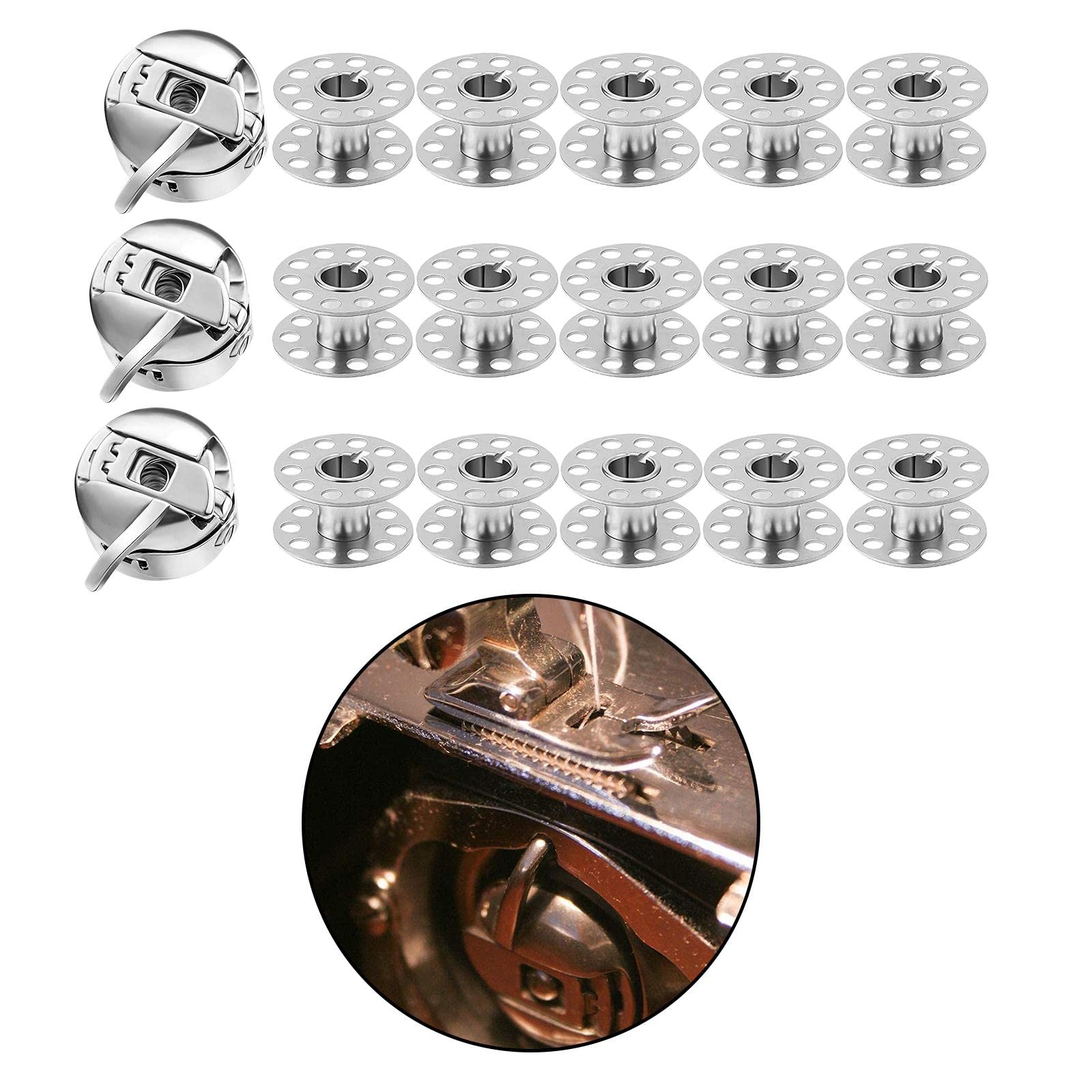 18 Piezas Carretes para Máquina de Coser Caja Metálica Universal Soporte de Bobinas Accesorios de Hierro Resistente Adecuados para Reparación de Ropa, 4 Piezas