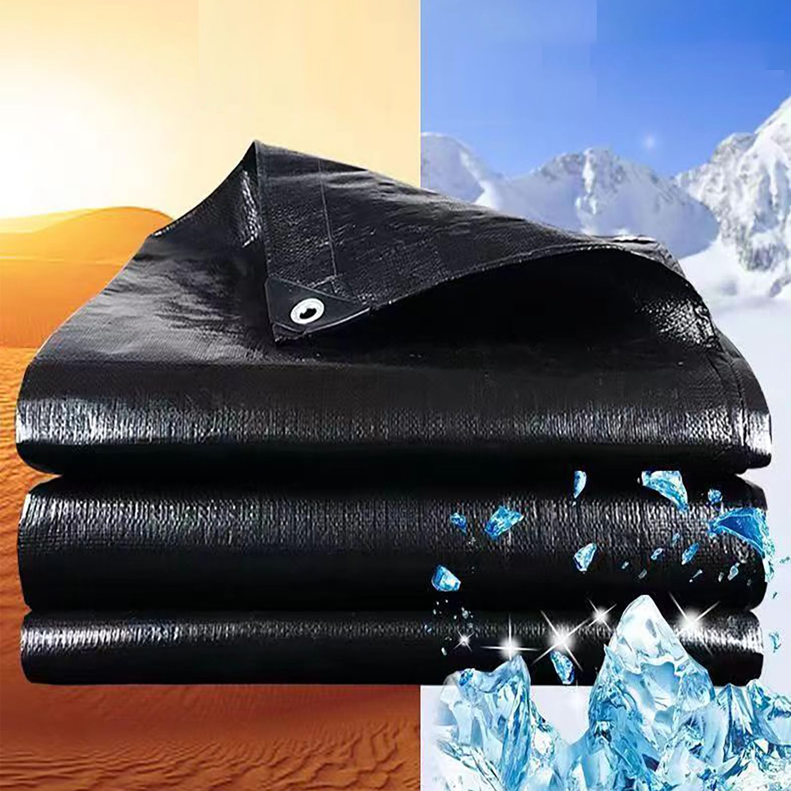 Abdeckplane Schutzplane 350 x 350 cm Wasserdicht Reißfest Uv-Stabilisiert Abdeckplane Gewebeplane mit Ösen Verstärkte Ecken für Optimalen Schutz im Outdoor-Bereich, Schwarz