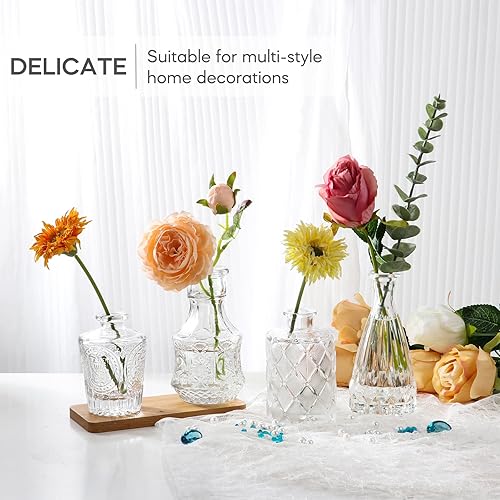 Miniatura 5 de BIGIVACA Juego de 30 jarrones de cristal, pequeño jarrón transparente a granel para centros de mesa de boda, decoración de mesa del hogar,