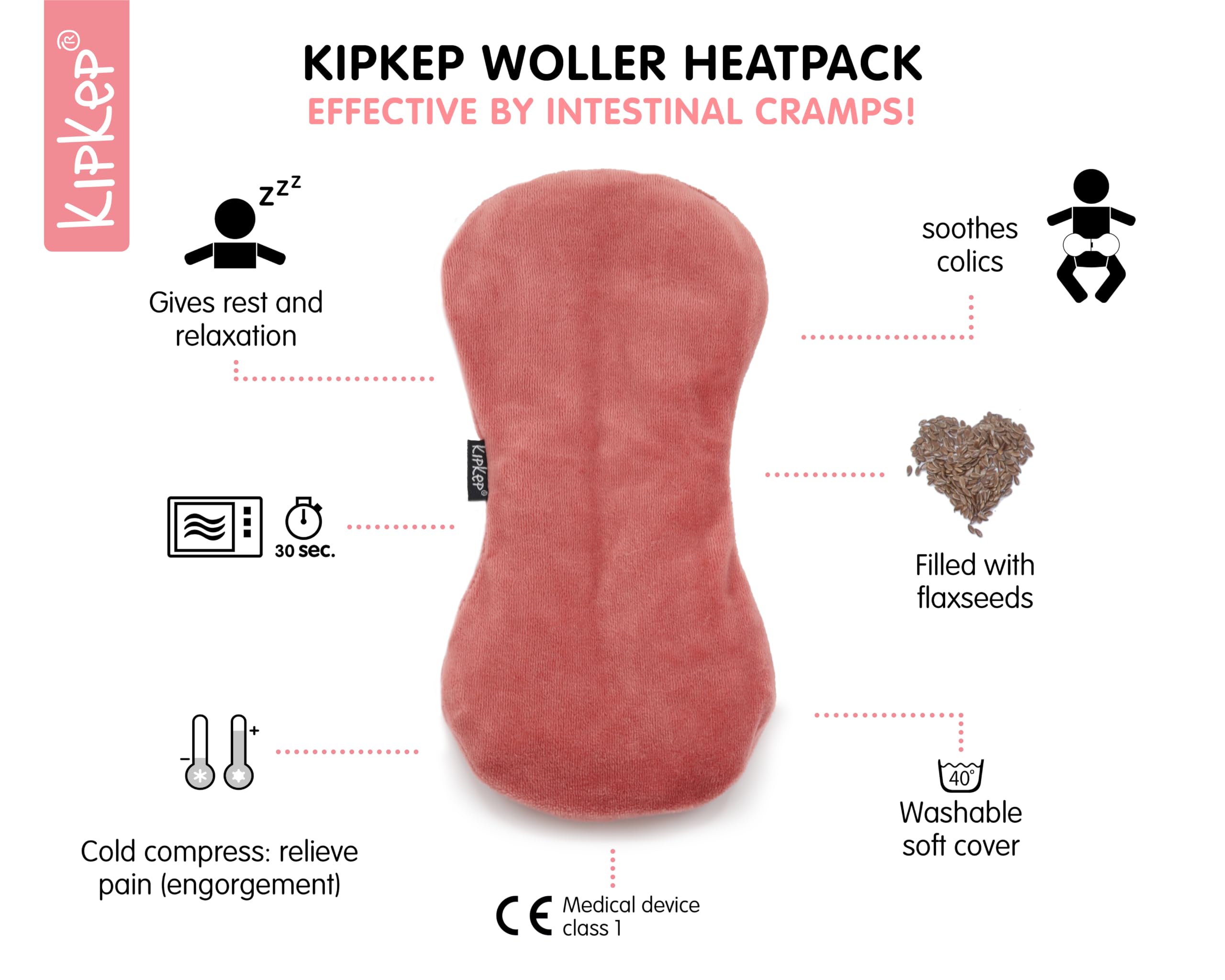 KIPKEP - Bolsa de agua caliente con semillas de lino