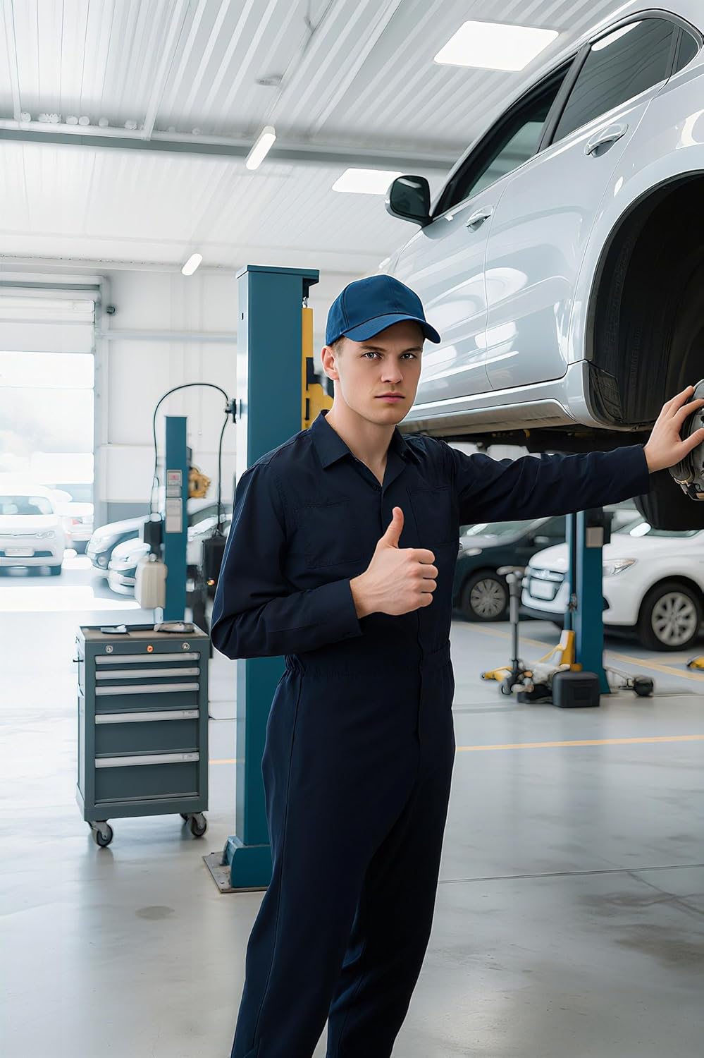 Adult Navy Blue Coveralls Halloween Jumpsuit for Men Horror Killer Costume - Image 5