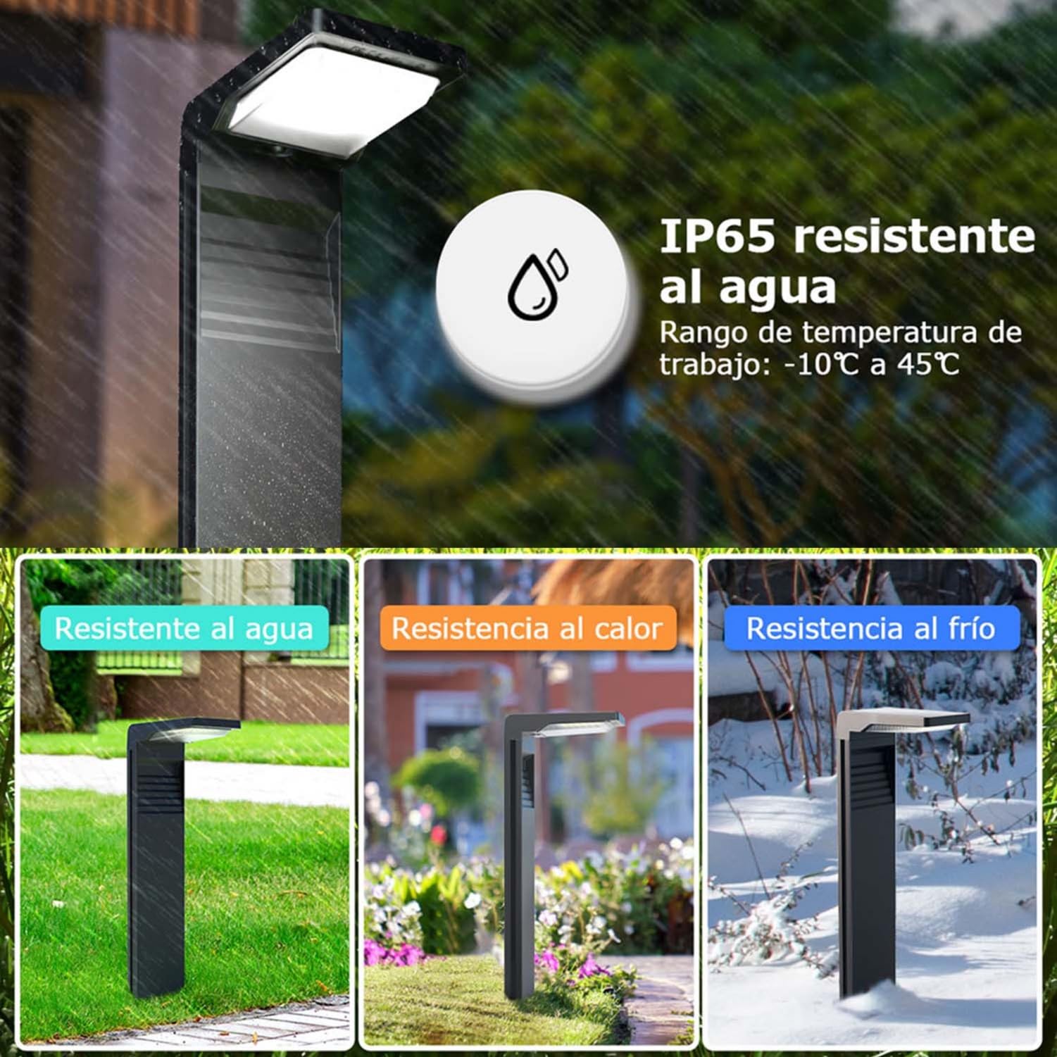 OUSFOT Farola Solar Exterior RGB con 8 Modos de Color, 2000 mAh Impermeable Luces Solares LED Exterior Jardin con 30 LED, Focos Solares para Pasillos, Fiestas, Navidad, Halloween, 4 Piezas
